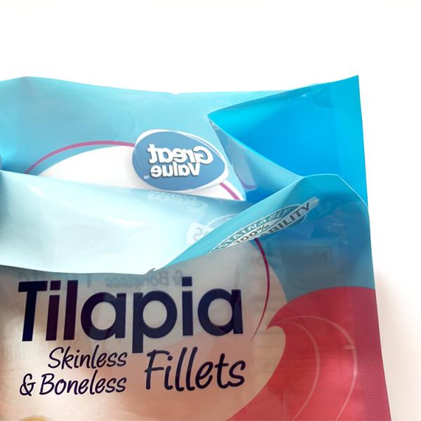 Custom print 3 side seal pvc logo plastic seafood storage stand up packaging bag with zipper