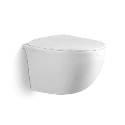 Les toilettes sont suspendues sans bordure Les articles sanitaires en céramique sur le mur Les toilettes suspendues Les toilettes suspendues