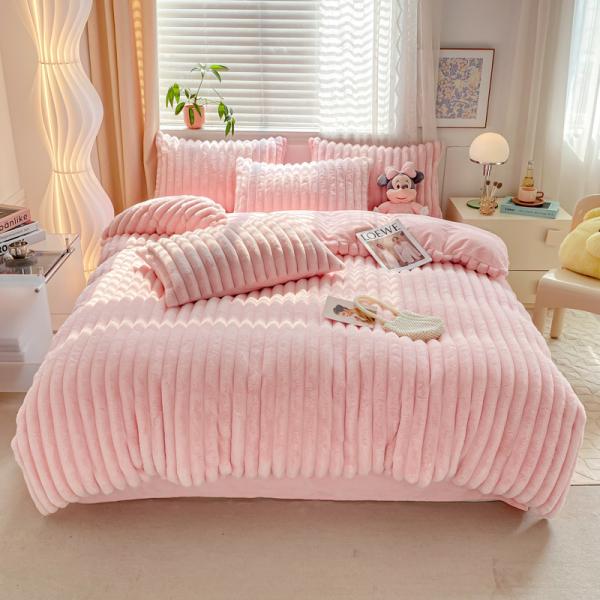 Горячий пушистый дизайн кролик фальшивое меховое пушистое плюшевое теплое одеяло для одеяла четырехкомпонентное одеяло