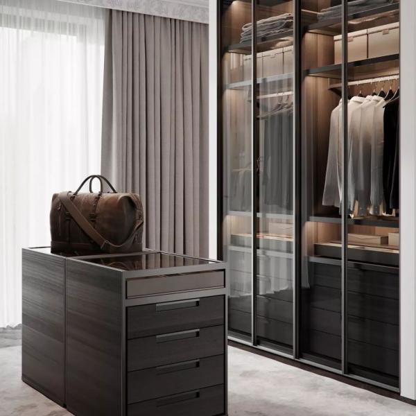 U Shape Walk In Closet Organizer Solid Pine Wooden Custom Walk In Wardrobe