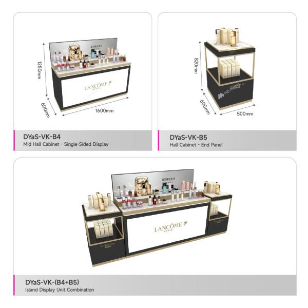 Cosmetic Display Rack Black Wooden Spray-Painted Shelf  Wall Cabinet With Hanging For Brand Skincare Store Decoration