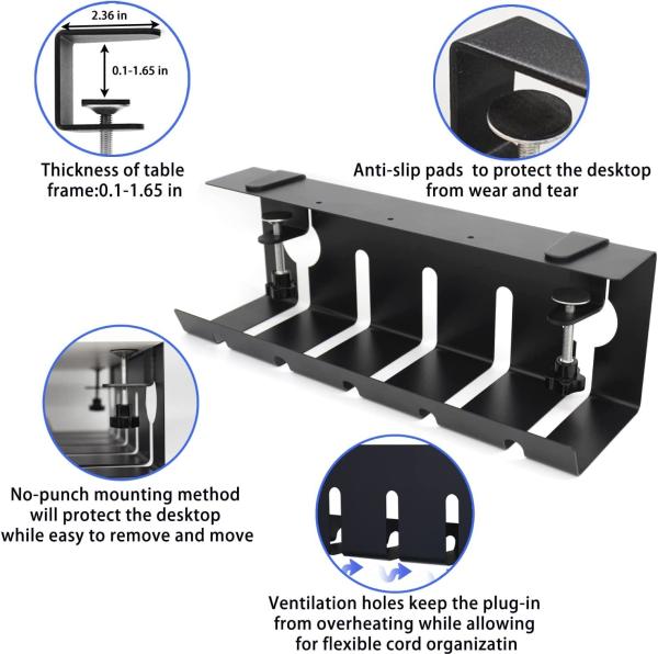 Customized Under Desk Cable Management Tray Metal Cable Organizer For Desk