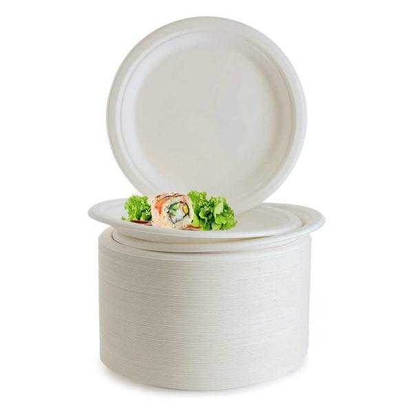 PT2095 Pure White 4 Inch Biodegradable Disposable Plates And Cutlery For Weddings