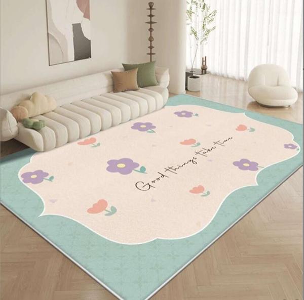 Imitation Cashmere Lovely Flower Living Room Floor Carpets Ground Carpet 120*180cm