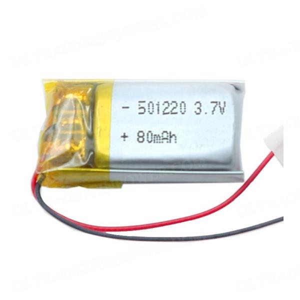 80mAh 501220 3.7V KC Polymer Lithium Battery With Wire PCM Connector for TWS Earbuds and Smart Devices