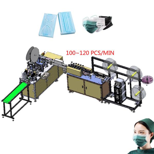 máscara protetora médica totalmente automático de 100-120pcs/Min Medical Face Mask Machine que faz a máquina a máscara cirúrgica