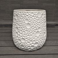 Pebble  Shaped Protrusion Pattern White Clean Cylindrical Shape Fiber Clay Planter