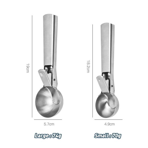 Kitchen Tools Stainless Steel Ice Cream Scoop with Easy Trigger Custom Logo and 4.8*18cm