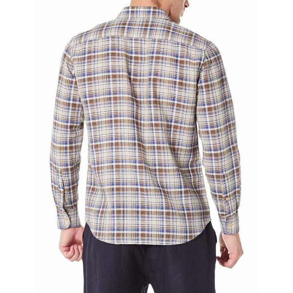 52% Linen Checkered Men'S Casual Plaid Long Sleeve Shirt with Single Side Pocket