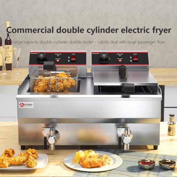 Stainless Steel Electric Potato Chips Fryer Machine with Temperature Control and Cover 13L