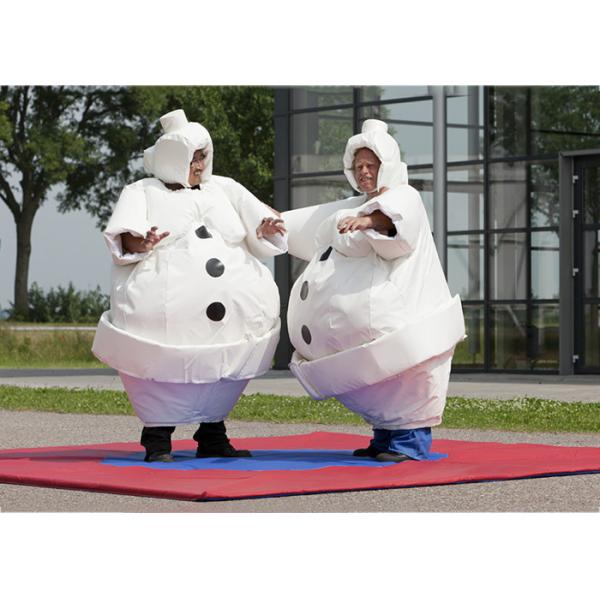 White Inflatable Cartoon Sumo Suits With Foam / Sumo Wrestler Costume