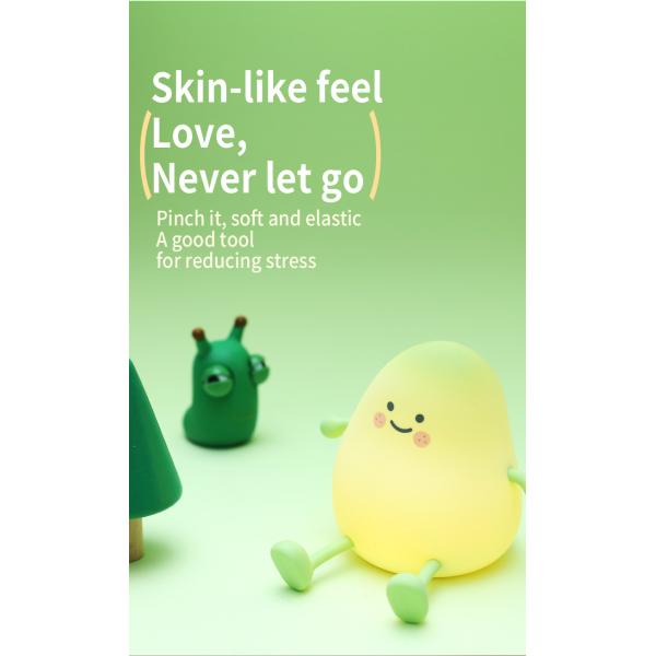 Luz de la noche de la fruta de mango USB Tinta de atenuación recargable lámpara de mesa de silicona LED Decoración de la cama regalo lámpara de dormitorio para niños