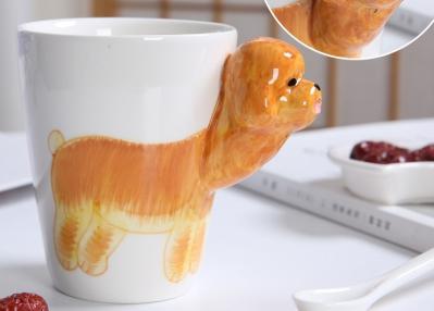 450ml Golden Retriever Cylinder Shape 3D Ceramic Mugs