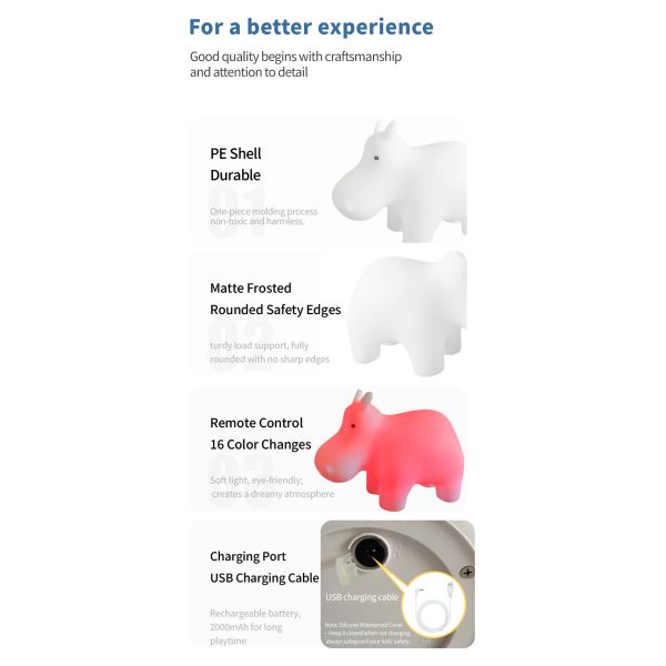 LED Light Up Hippopotamus Chair for Kids – Waterproof Sensory Seating & Ambient Furniture