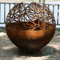 Sphère décorative de patio, foyer extérieur avec acier corten de matériau durable - 600 mm de diamètre