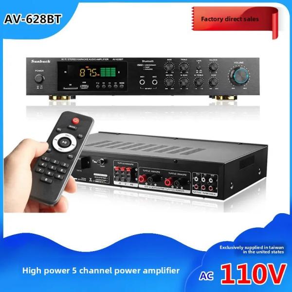 Av-628BT Home Audio 5-Channel 800W High Power Amplifier 110V/220V Wireless Receiver with BT Connectivity