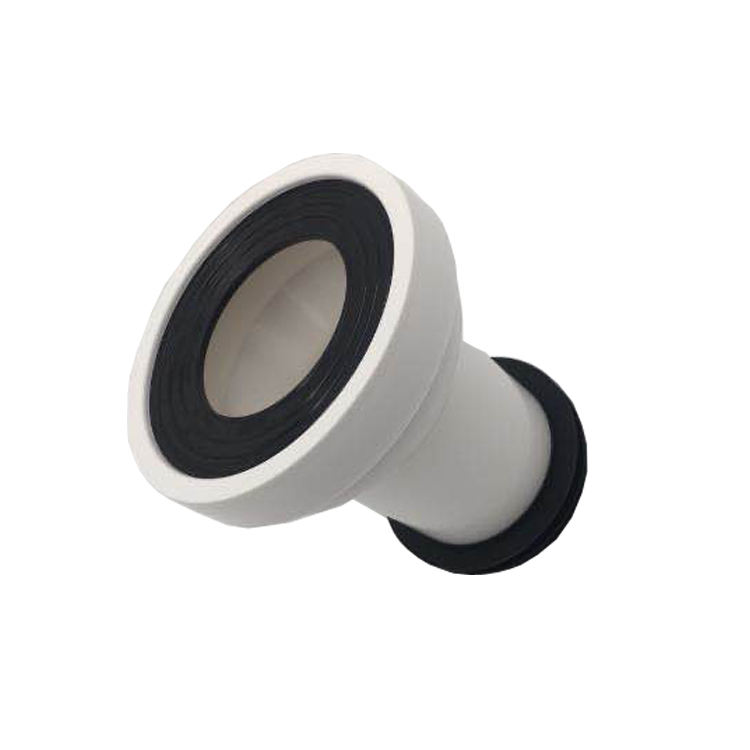 White Straight Pipe Of The PP Toilet Tray Connector With Rubber Sealing Gasket