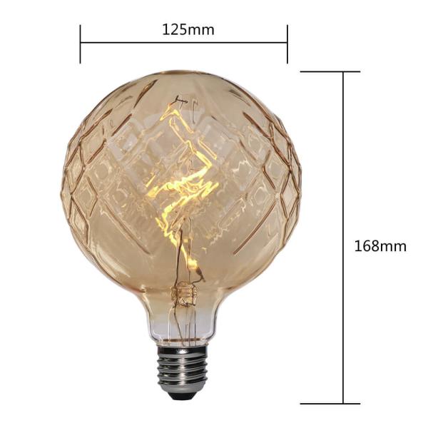 Exquisite 240V Glass G125 80CRI 6W 2700k E27 LED Edison Bulb