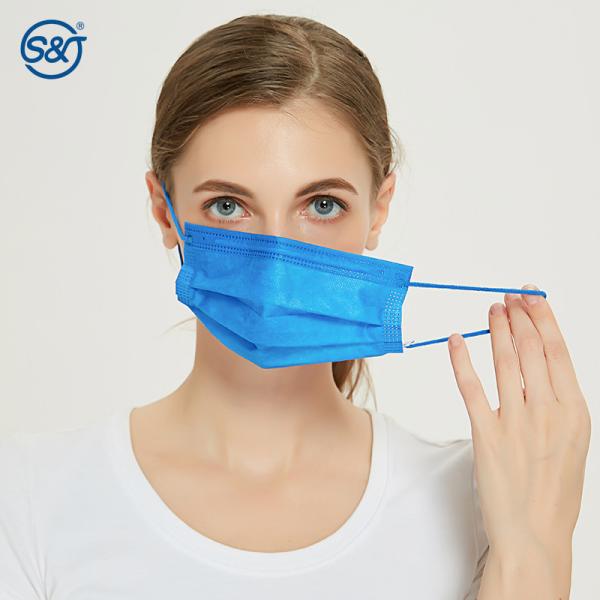 S&J 4Ply Protective Preventive Disposable Face Mask Respirator Medical Surgical Ear Loop Daily Use Hospital School Sapphire Blue