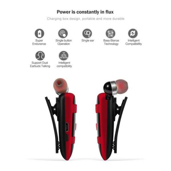 Plastic Volume Control Business Bluetooth Earphone IPX3 Waterproof