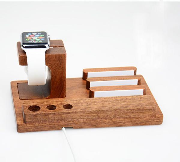 3 in 1 Wooden Phone Charger for iWatch / iPhone Holding & Pen Collecting