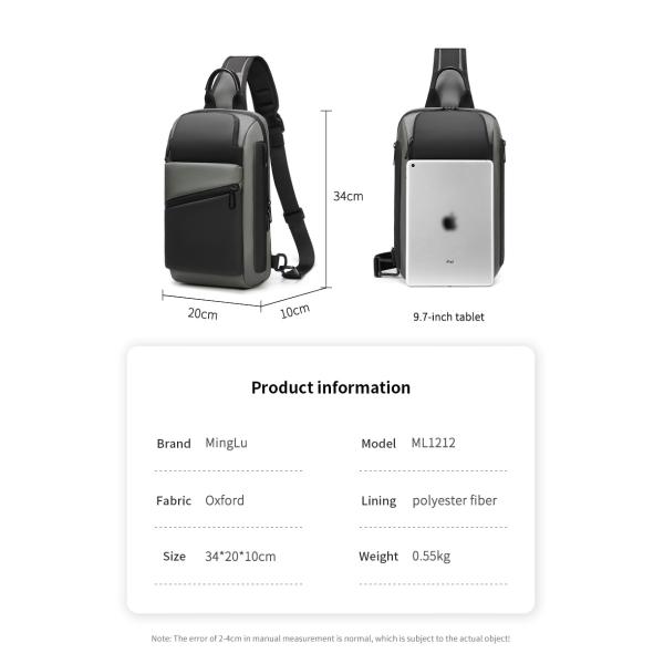 MingLu Новый многофункциональный кроссбоди мужской сумки стиль плечевой сумки мужской шлем одиночный грудной сумки для наружного использования