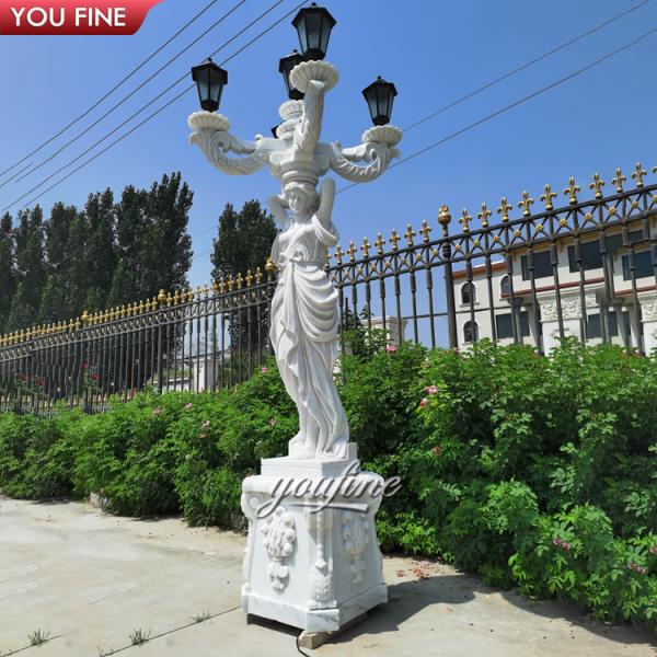 Western Style Lady Sculpture Light Garden Marble Antique Statue Lamp