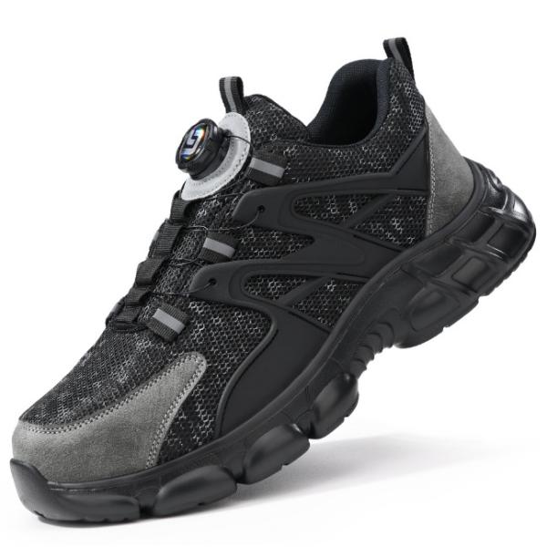 New Button-Closure Men’s Safety Shoes  Breathable Puncture-Resistant Anti-Smash Lightweight & Comfortable Steel Toe Work Shoes