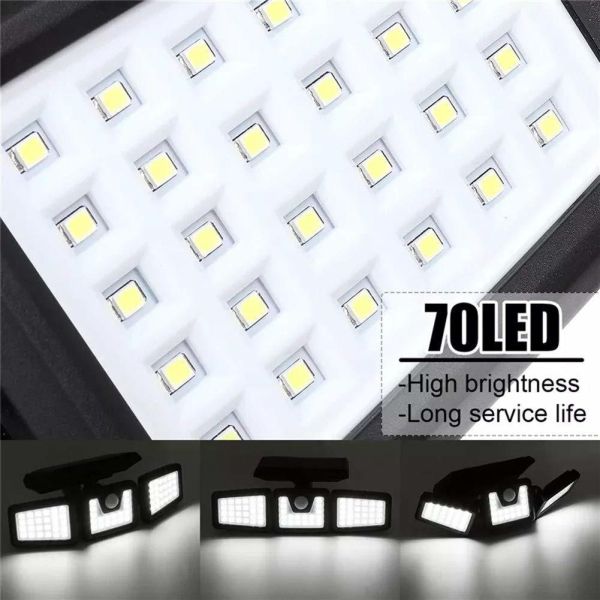 Solar Wall Light with 70PCS 2835LED 550 Lumen and ON/OFF Switch Button for Outdoor Wall Lighting