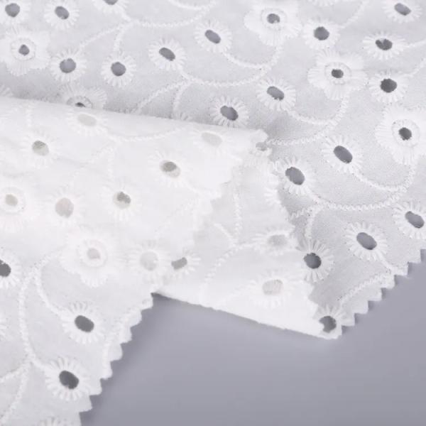 Luxury White Cotton Embroidery Fabric For Beautiful Dress