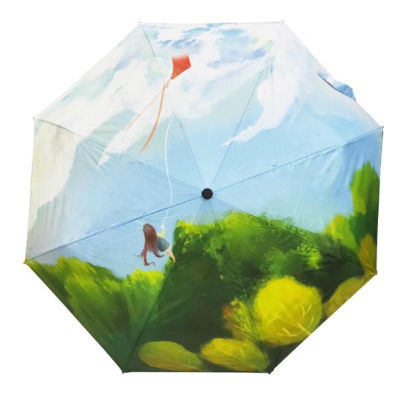 Los 95cm de capa negros paraguas de visita turístico de excursión de 3 dobleces