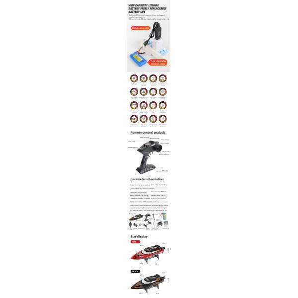 2 CHANNELS Control Electric Boat with 35km/H High Speed and Night Navigation Lights