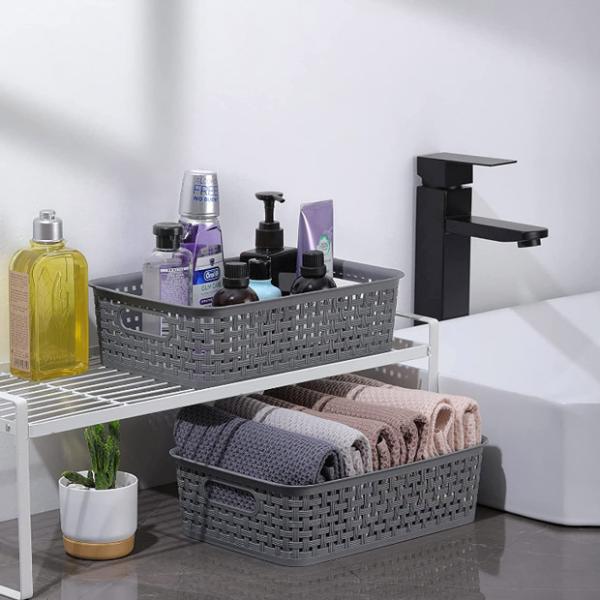 Organizadores plásticos del hogar de las cestas del almacenamiento para los compartimientos de almacenamiento del lavadero