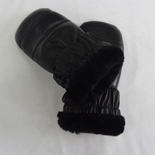 Original hot sale black warm sheepskin leather mitten gloves in winter