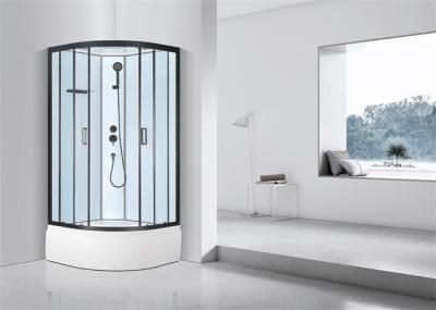 Modern and Functional Free Standing Shower Cabine with Black Painted Glass Back Wall