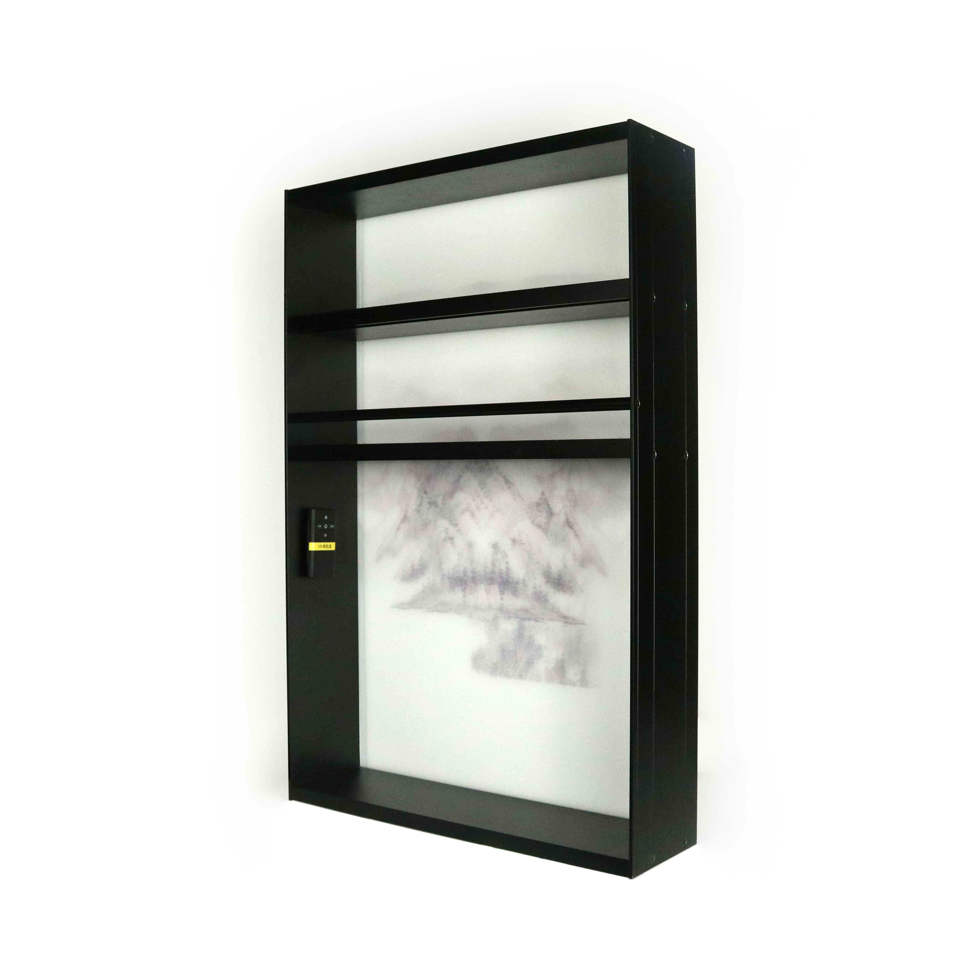 Kitchen Shelf Organizer Drain Rack with Lighted Background Glass Display Racks Living Room Cabinets