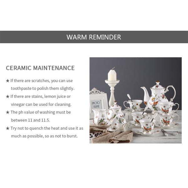 Floral 6.7oz Tea Cup 1400ml Teapot Bone China Coffee Serving Set