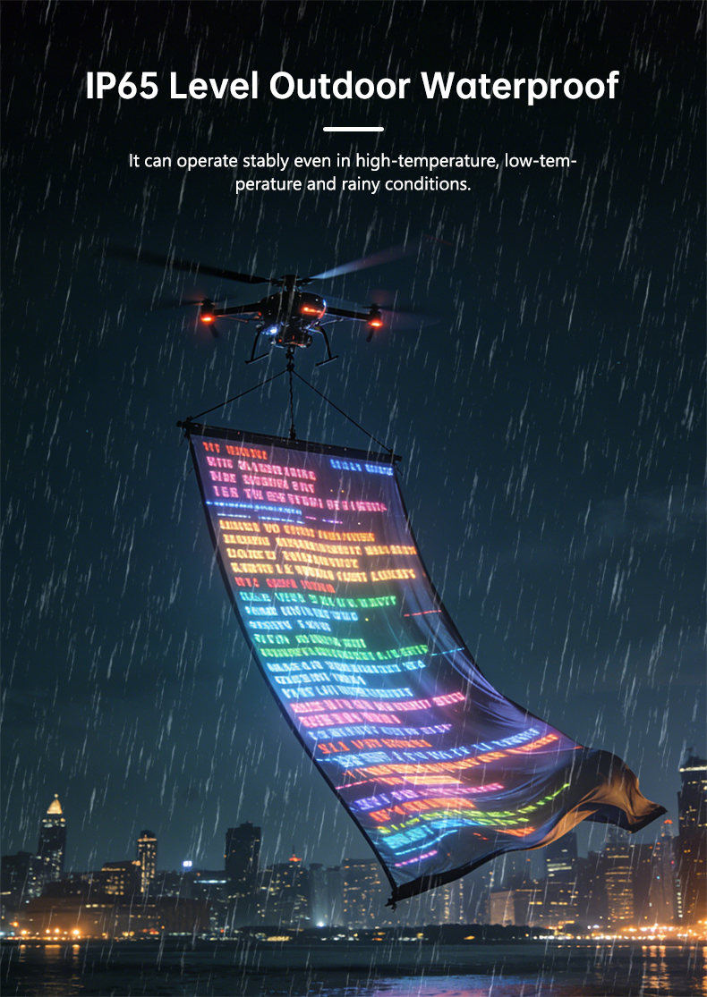 Flexible LED Fabric Screen P15 Lightweight Mesh 250g High Transparency 95% for Night Sky Drone Show Stage Backdrop