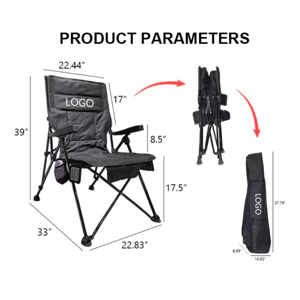 Portable Adjustable Folding Camping Chair Oxford Cloth Fabric Outdoors With Armrest