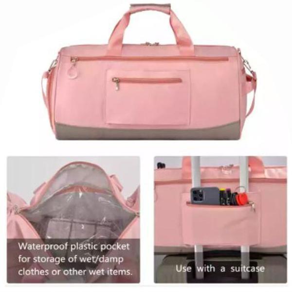 Custom Waterproof Duffel Bag With Shoe Compartments Gym Pink Dance Bag