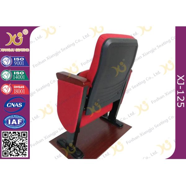 Contoured Seat Cushion Auditorium Chairs Strong Metal Base With Wood Armrest