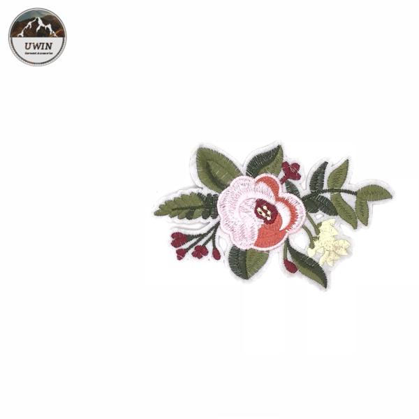 DIY Peony Flower Iron On Embroidered Patches / Custom Iron On Appliques 9 * 15CM Size