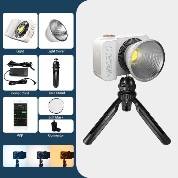 Phone App Control Rgb Color Cob Led Fill Light Rosco Mode 60watt Power Bank Charge For Photography