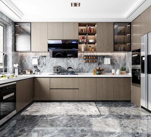 Mobiliário Moderno Madeira Completo Completo Set de Armários de Cozinha Personalizados