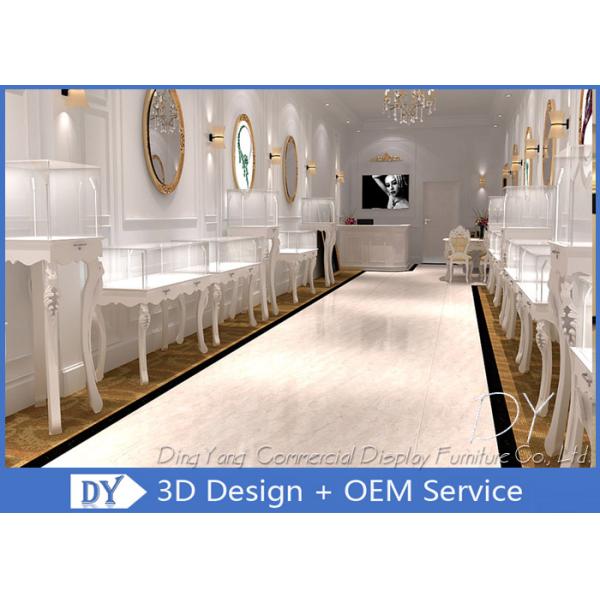 European Style Fully White Jewelry Store Showcase / Jewellery Display Cabinet