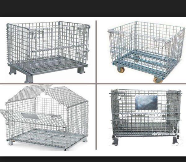 Wire Mesh Warehouse Storage Steel Pallet Cages Heavy Duty 1000kg Capacity