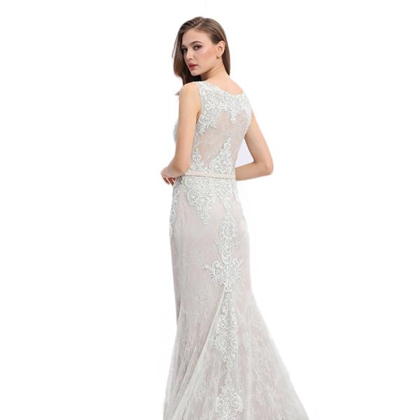 Evening Bridesmaid Sleeveless Evening Gown , Mermaid Lace Prom Dresses For Wedding