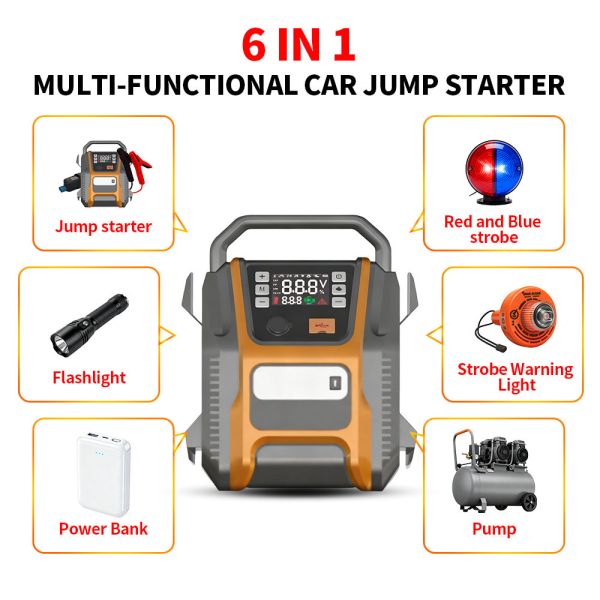 Multi Function Air Pump Tire Inflator 53600mAh Car Jump Starter  Digital 150PSI Electric Tire Pump