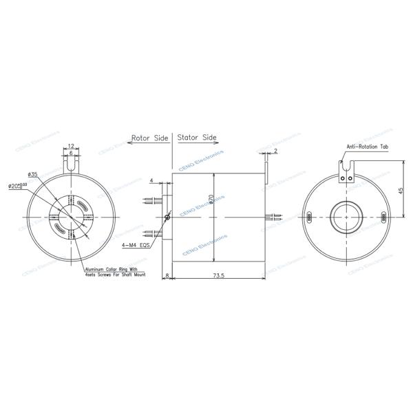 3000RPM высокоскоростные скользкие кольца с проходным отверстием ID20mm для промышленной системы