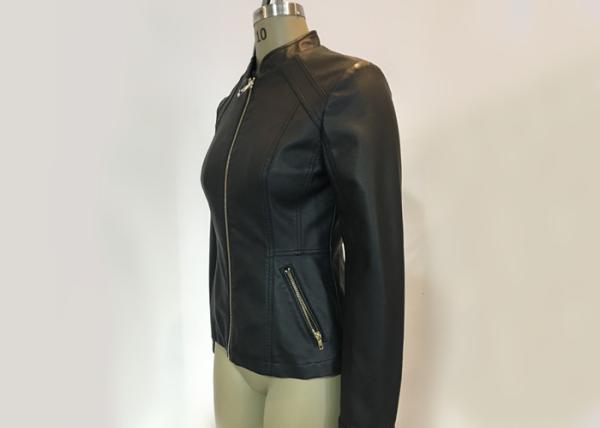 Simple Syle Jack Females Pleather Jacket Slim Ladies Leather Biker Jacket
